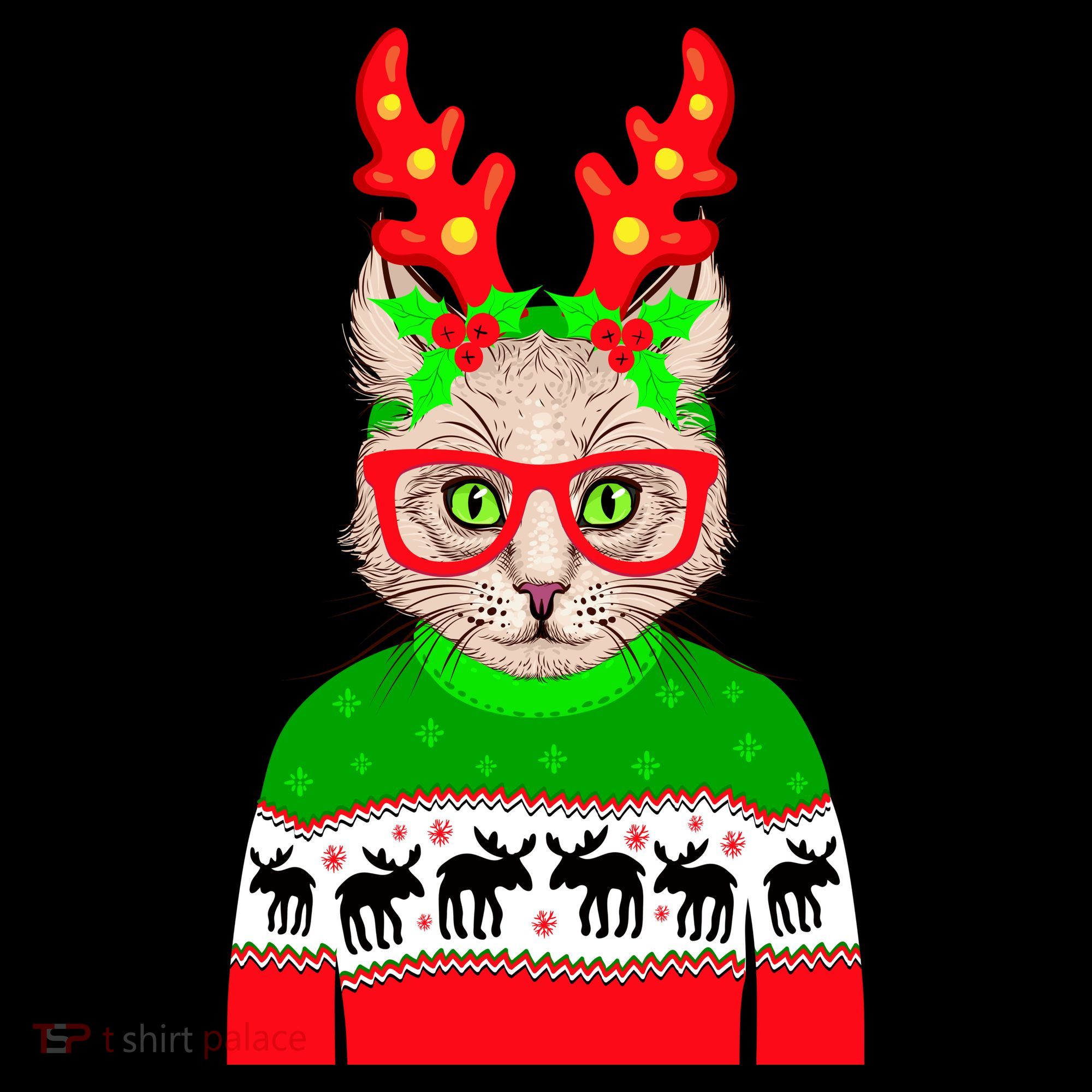Funny Hipster Christmas Party Cat Toddler Hoodie