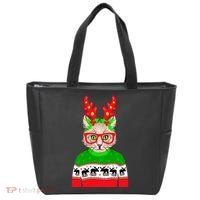 Funny Hipster Christmas Party Cat Tote Bag thumb 0