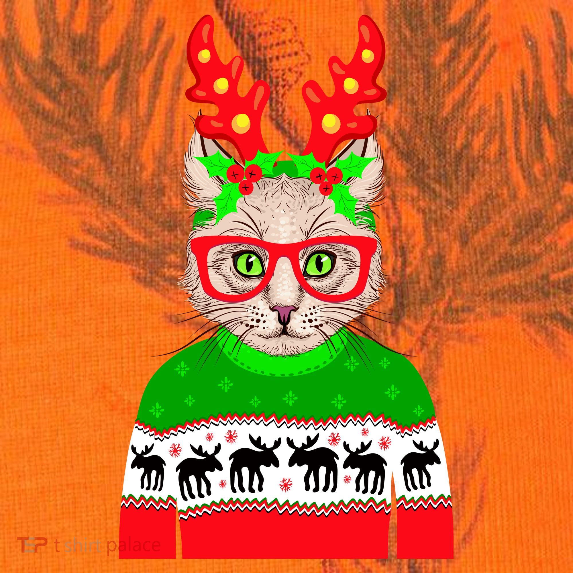 Funny Hipster Christmas Party Cat Kati Licensed 12" Camo Cuffed Beanie