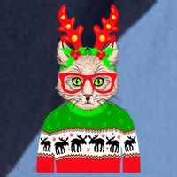Funny Hipster Christmas Party Cat Raglan Baseball Sleeve Shirt thumb 2