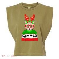 Funny Hipster Christmas Party Cat Garment-Dyed Women's Muscle Tee thumb 0