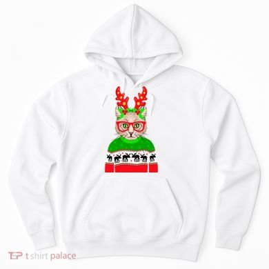 Funny Hipster Christmas Party Cat Hoodie