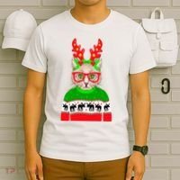 Funny Hipster Christmas Party Cat T-Shirt thumb 6