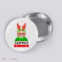 Funny Hipster Christmas Party Cat Button thumb 0