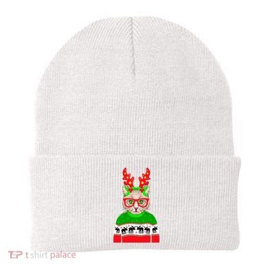 Funny Hipster Christmas Party Cat Beanie