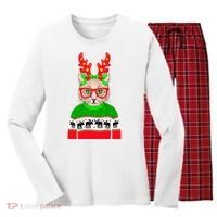 Funny Hipster Christmas Party Cat Women's Long Sleeve Flannel Pajama Set  thumb 0