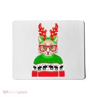 Funny Hipster Christmas Party Cat Mousepad thumb 0