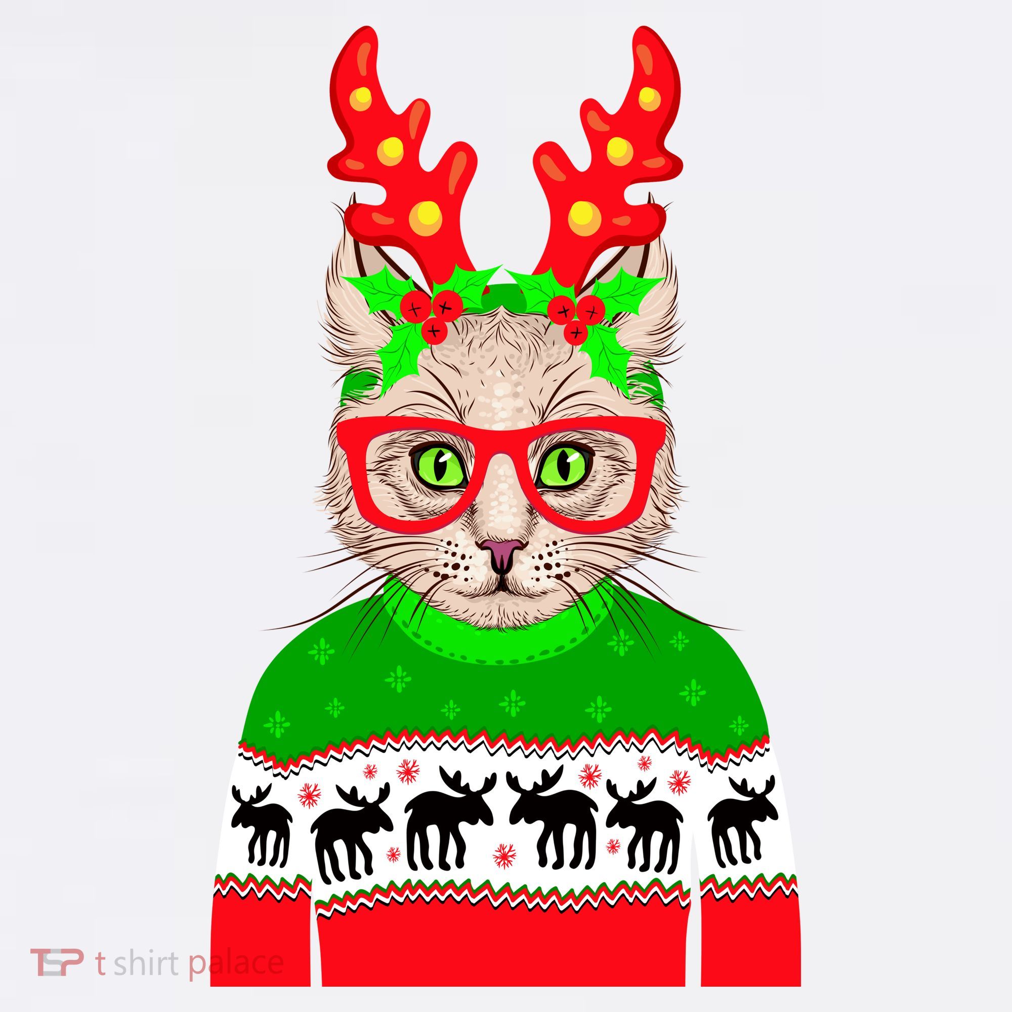 Funny Hipster Christmas Party Cat Mousepad