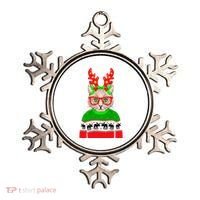 Funny Hipster Christmas Party Cat Ornament thumb 0