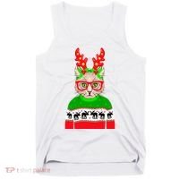 Funny Hipster Christmas Party Cat Tank Top thumb 0