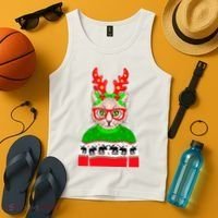 Funny Hipster Christmas Party Cat Tank Top thumb 4