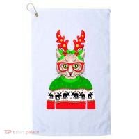 Funny Hipster Christmas Party Cat Golf Towel thumb 0