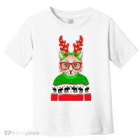 Funny Hipster Christmas Party Cat Toddler T-Shirt thumb 0