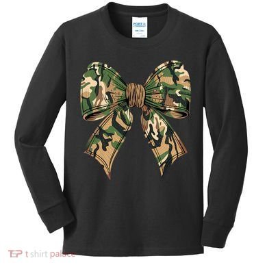 Camo Coquette Bow Hunting Camouflage Old Hunter Kids Long Sleeve Shirt