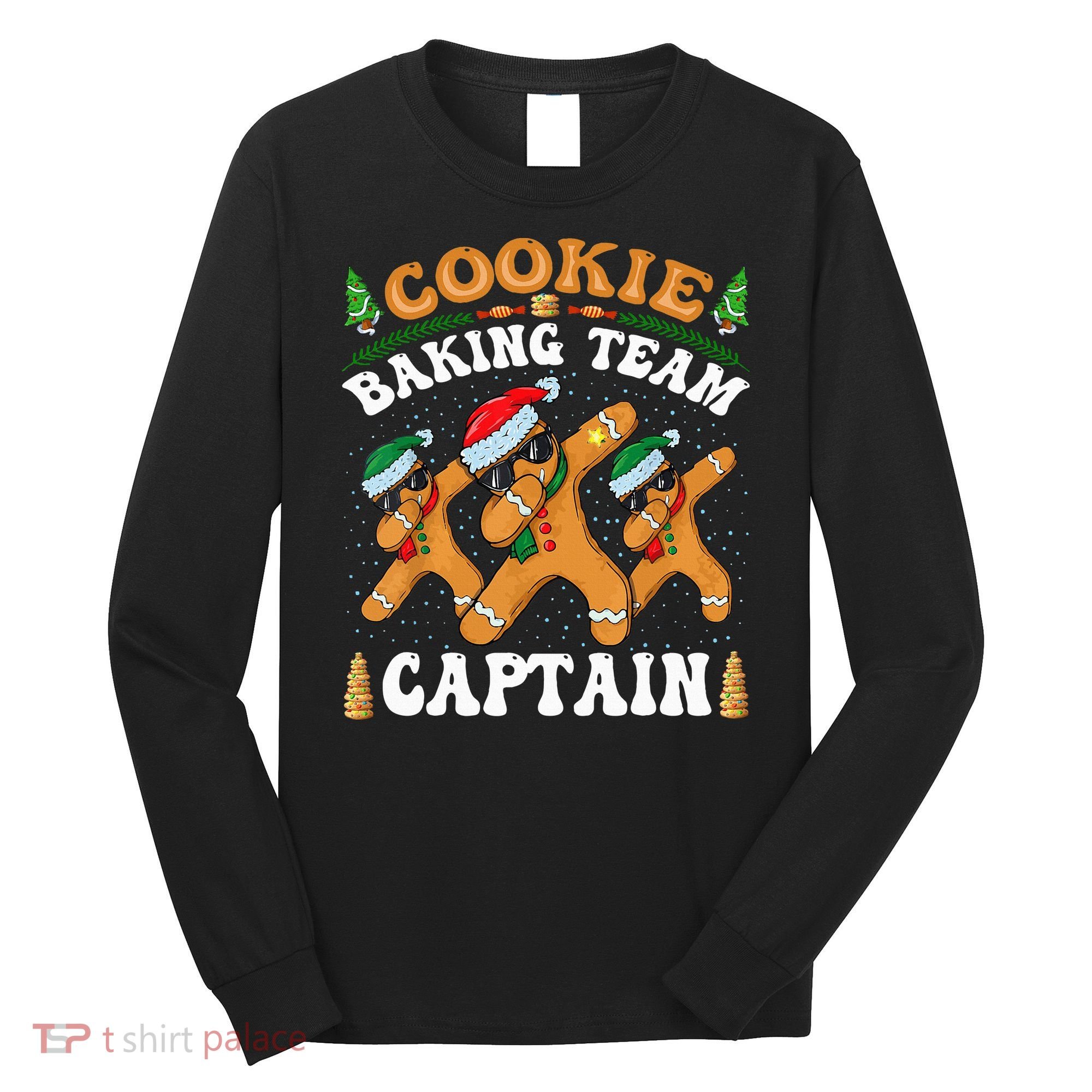 Christmas Cookie Baking Team Captain Gingerbread Apron Long Sleeve Shirt
