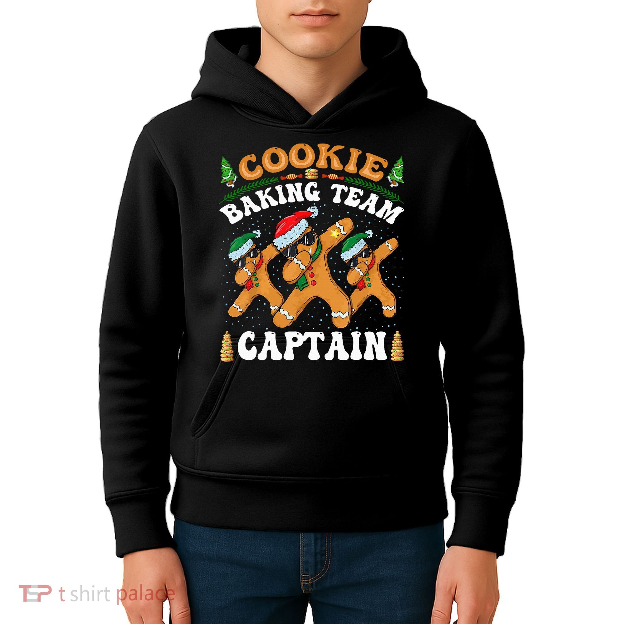 Christmas Cookie Baking Team Captain Gingerbread Apron Kids Hoodie