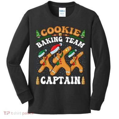 Christmas Cookie Baking Team Captain Gingerbread Apron Kids Long Sleeve Shirt
