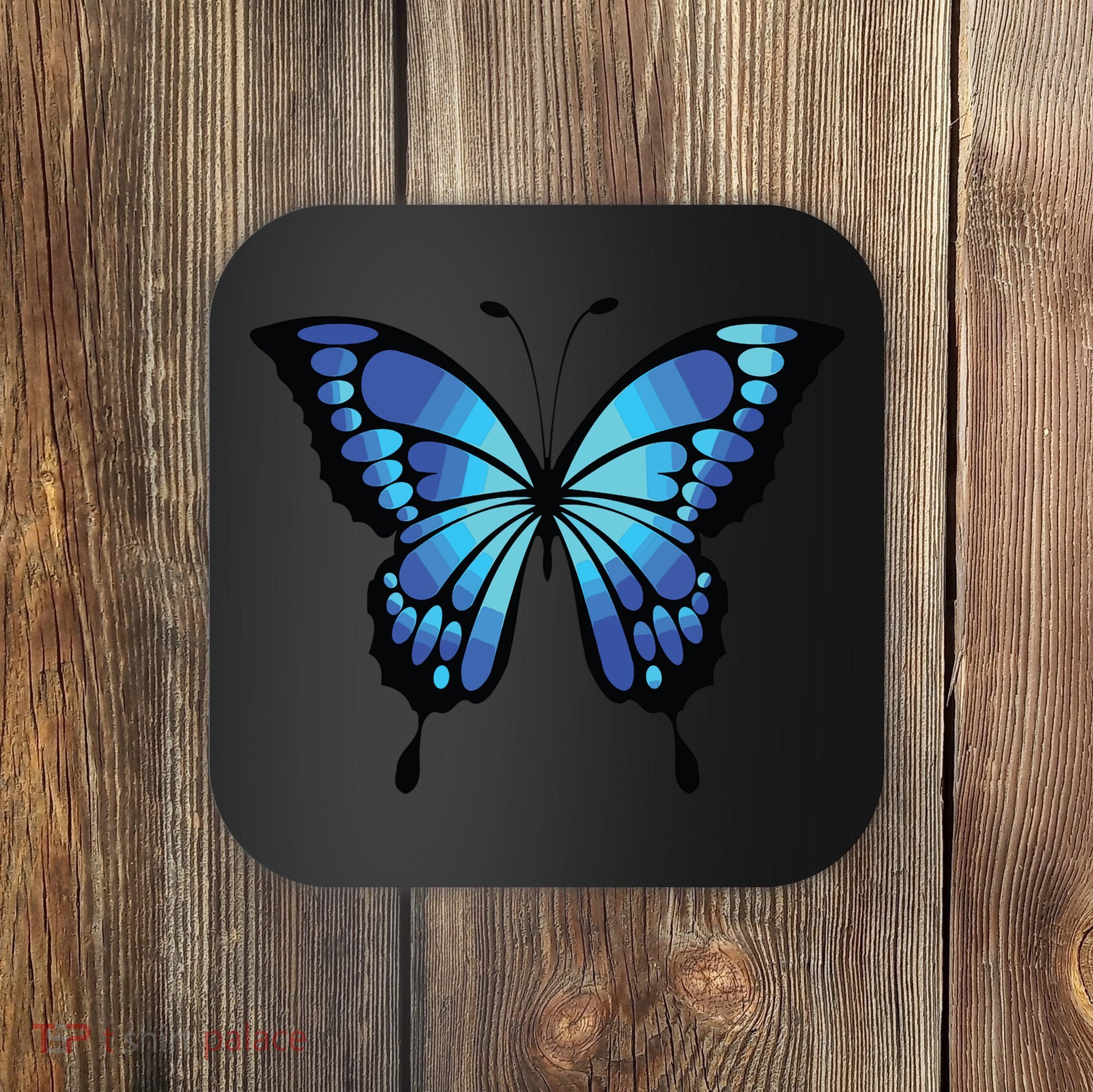 Cute Colorful Blue Butterfly Coaster