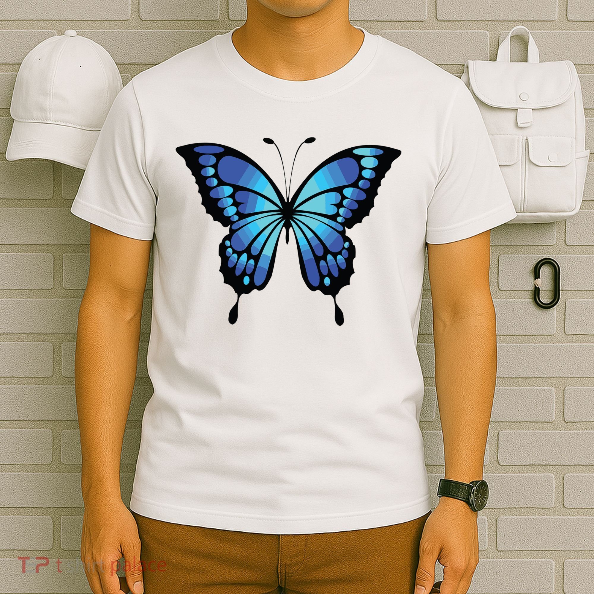 Cute Colorful Blue Butterfly T-Shirt