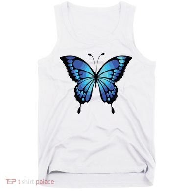 Cute Colorful Blue Butterfly Tank Top