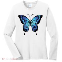 Cute Colorful Blue Butterfly Women's Long Sleeve Shirt thumb 0