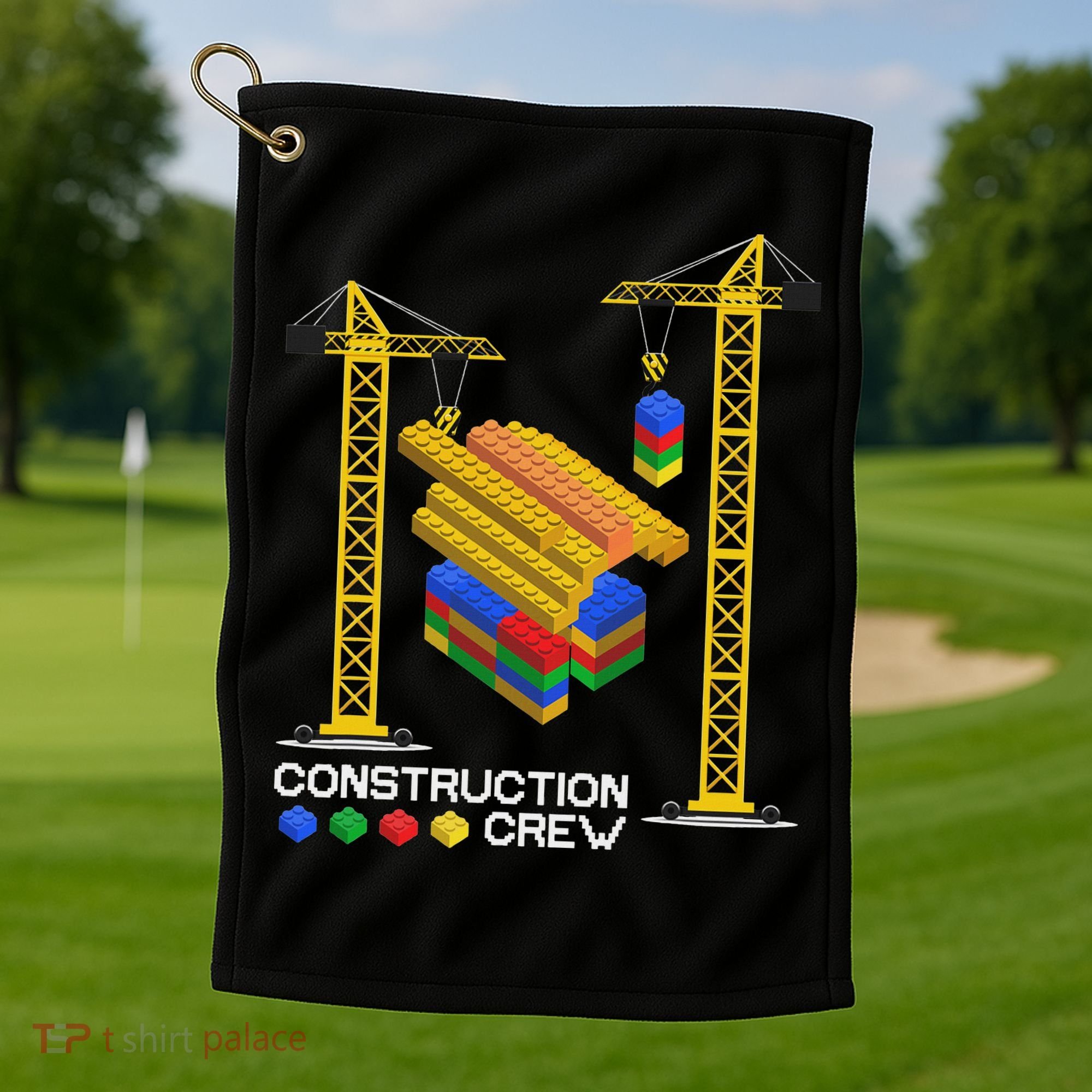 Construction Crew Building Blocks Master Builder Golf Towel