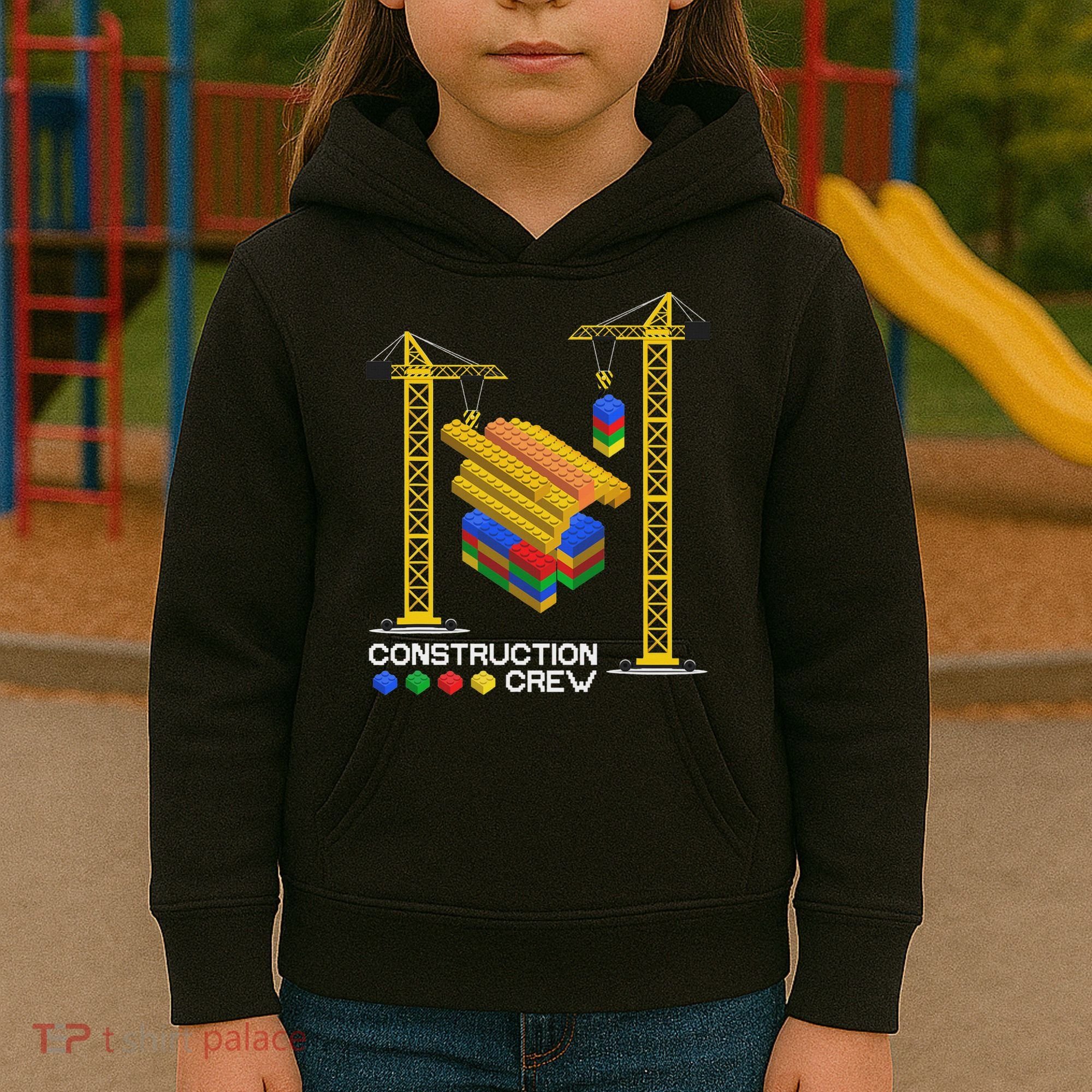 Construction Crew Building Blocks Master Builder Kids Hoodie