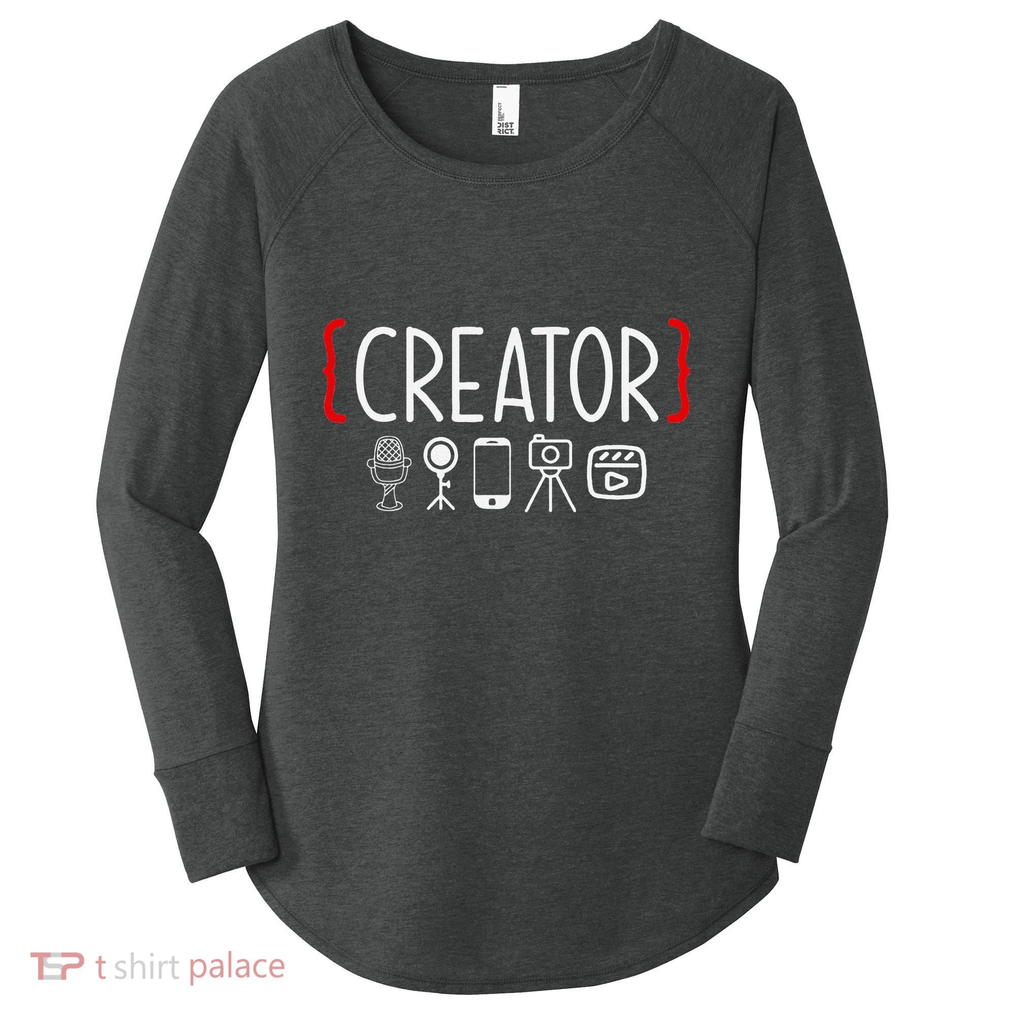 Content Creator Blogger Vlogger Influencer Creator Women's Perfect Tri Tunic Long Sleeve Shirt