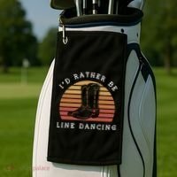 Cow Cow Boots ID Rather Be Line Dancing Great Gift Golf Towel thumb 2