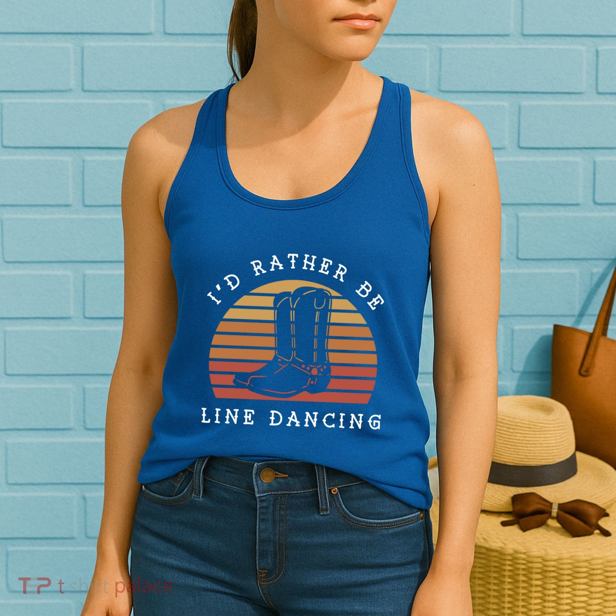Cow Cow Boots ID Rather Be Line Dancing Great Gift Women's Tank Top