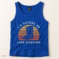 Cow Cow Boots ID Rather Be Line Dancing Great Gift Tank Top thumb 2