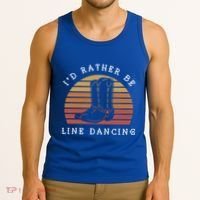 Cow Cow Boots ID Rather Be Line Dancing Great Gift Tank Top thumb 3