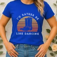Cow Cow Boots ID Rather Be Line Dancing Great Gift Women's T-Shirt thumb 2