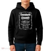 Cornhole Champion Boss of the Toss Cornhole Kids Hoodie thumb 4