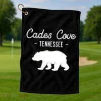 Cades Cove Bear Retro Tennessee Great Smoky Mountains Meaningful Gift Golf Towel thumb 1