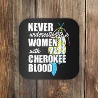 Cool Cherokee Blood Women Funny Native American Gift For Her Coaster thumb 0