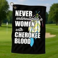 Cool Cherokee Blood Women Funny Native American Gift For Her Golf Towel thumb 1