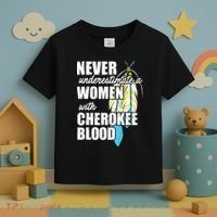 Cool Cherokee Blood Women Funny Native American Gift For Her Toddler T-Shirt thumb 3