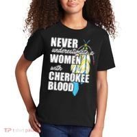 Cool Cherokee Blood Women Funny Native American Gift For Her Kids T-Shirt thumb 2