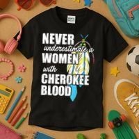 Cool Cherokee Blood Women Funny Native American Gift For Her Kids T-Shirt thumb 3
