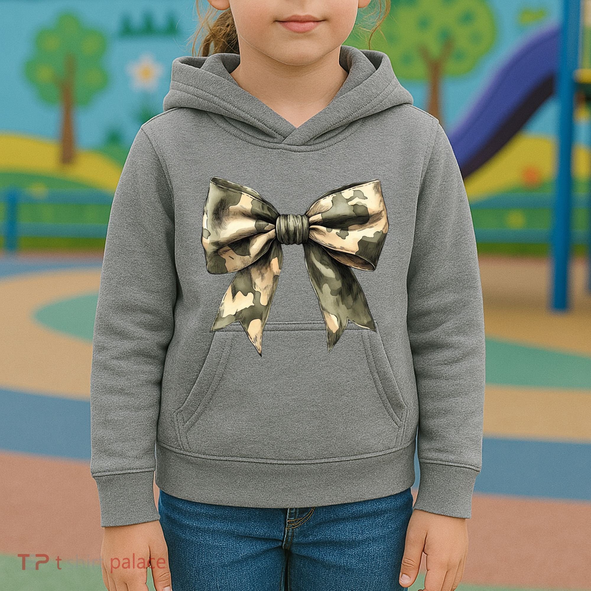 Camouflage Camo Bow Kids Hoodie