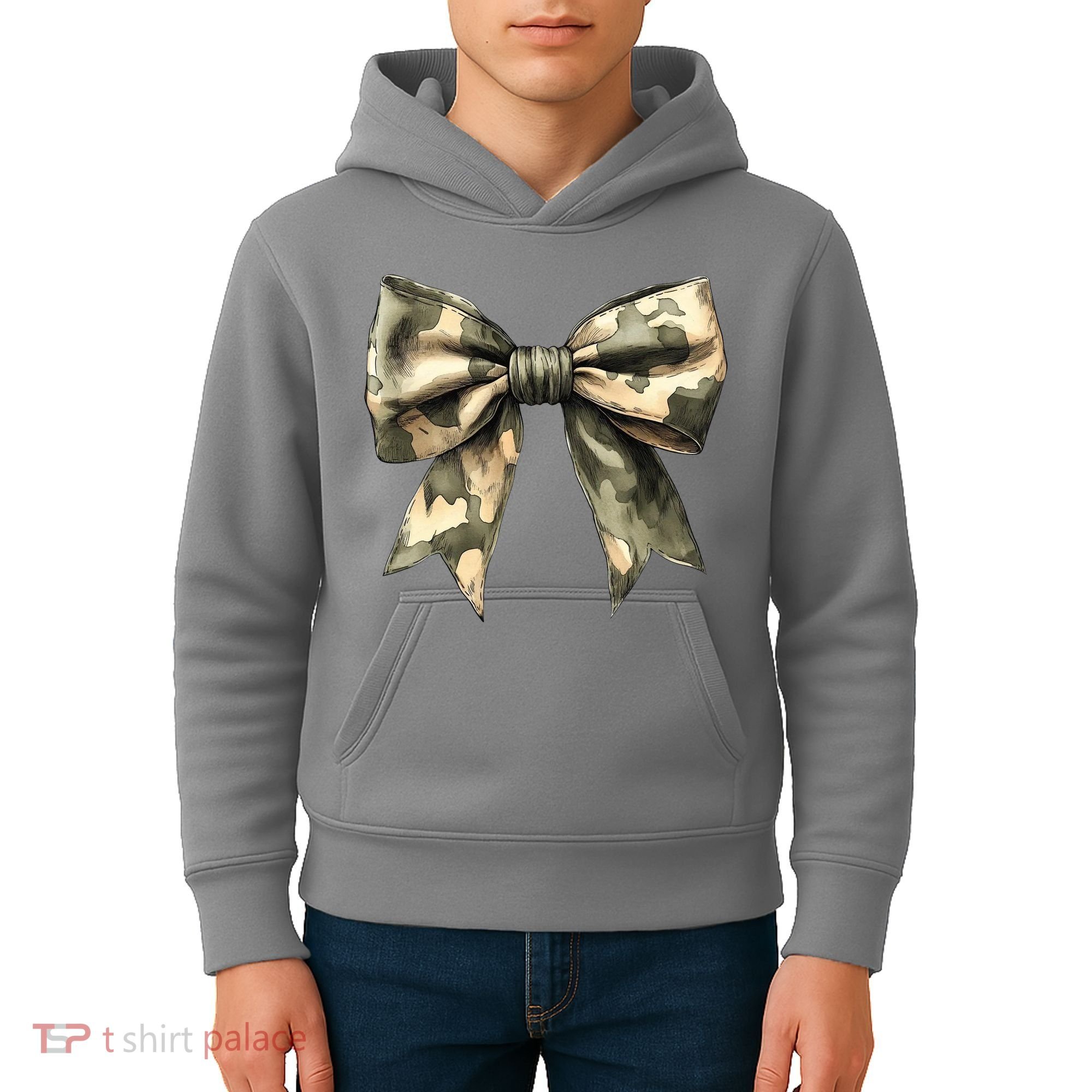Camouflage Camo Bow Kids Hoodie