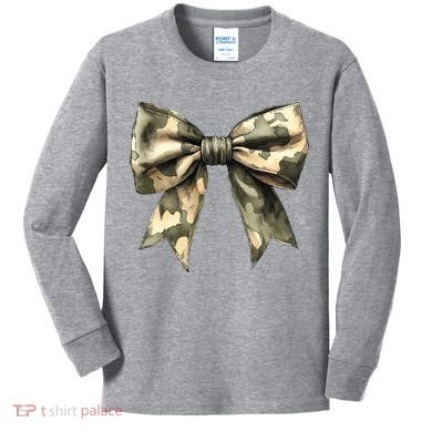 Camouflage Camo Bow Kids Long Sleeve Shirt