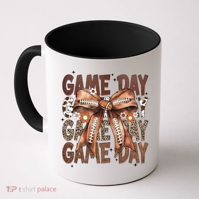 Cute Coquette Bow Football Mom Game Day Gift Coffee Mug