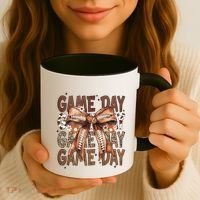 Cute Coquette Bow Football Mom Game Day Gift Coffee Mug thumb 3