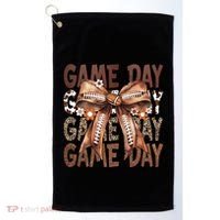 Cute Coquette Bow Football Mom Game Day Gift Golf Towel thumb 0