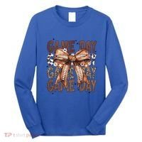 Cute Coquette Bow Football Mom Game Day Gift Long Sleeve Shirt thumb 0