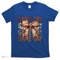 Cute Coquette Bow Football Mom Game Day Gift T-Shirt thumb 0