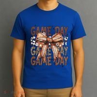 Cute Coquette Bow Football Mom Game Day Gift T-Shirt thumb 3