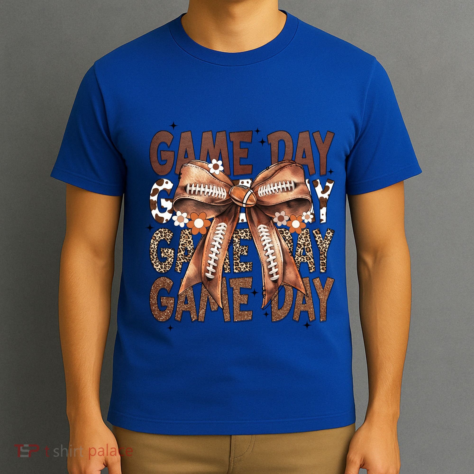 Cute Coquette Bow Football Mom Game Day Gift T-Shirt